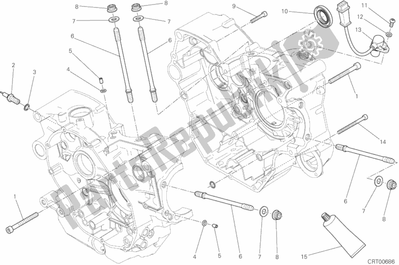 All parts for the Half-crankcases Pair of the Ducati Scrambler Urban Enduro Thailand USA 803 2017